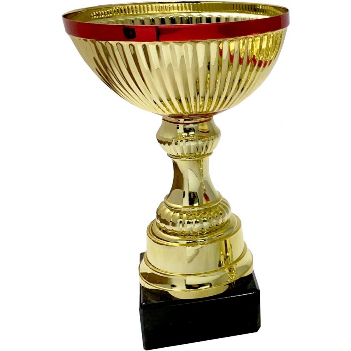 GOLD AND RED METAL CUP ON GOLD RISER AVAILABLE IN 4 SIZES